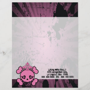 En-tête De Lettre Avec Motif Papier à lettres en-tête de croisé crâne rose EMO