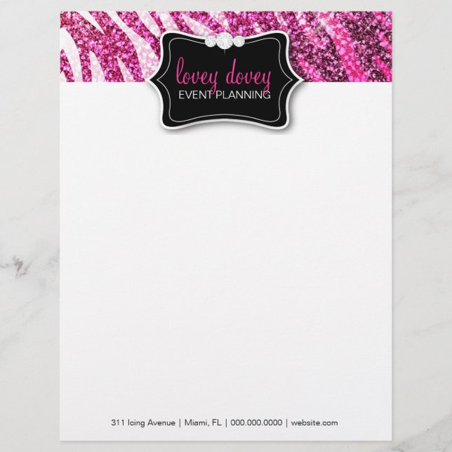 En-tête De Lettre Avec Motif Rose de zèbre des parties scintillantes 311 (Devant)
