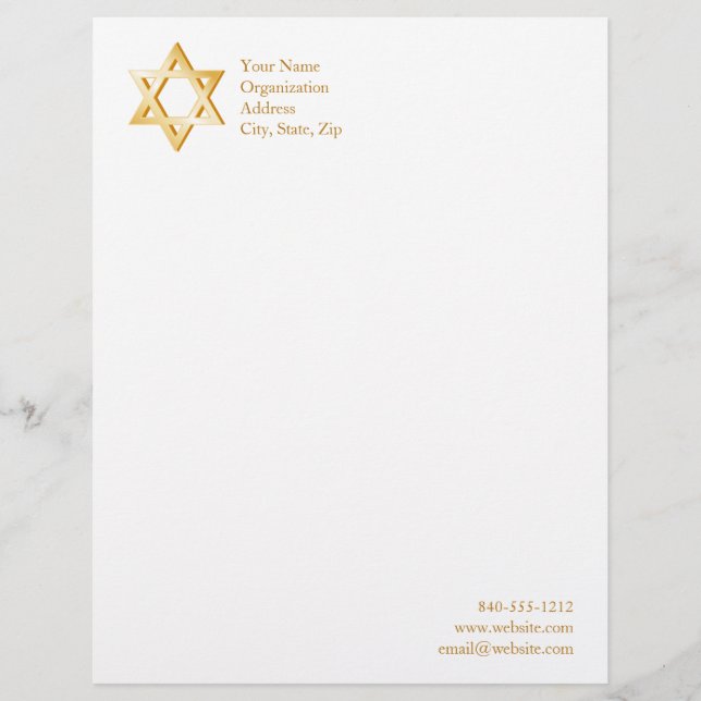 En-tête De Lettre Avec Motif Symbole judaïsme (Devant)