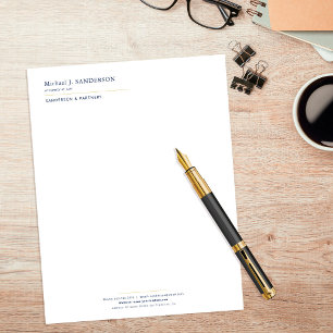 En-tête De Lettre Avocat élégant minimal luxe navy or