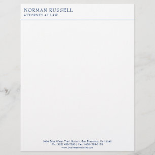 En-tête De Lettre Avocat simple professionnel de la Marine Bleue