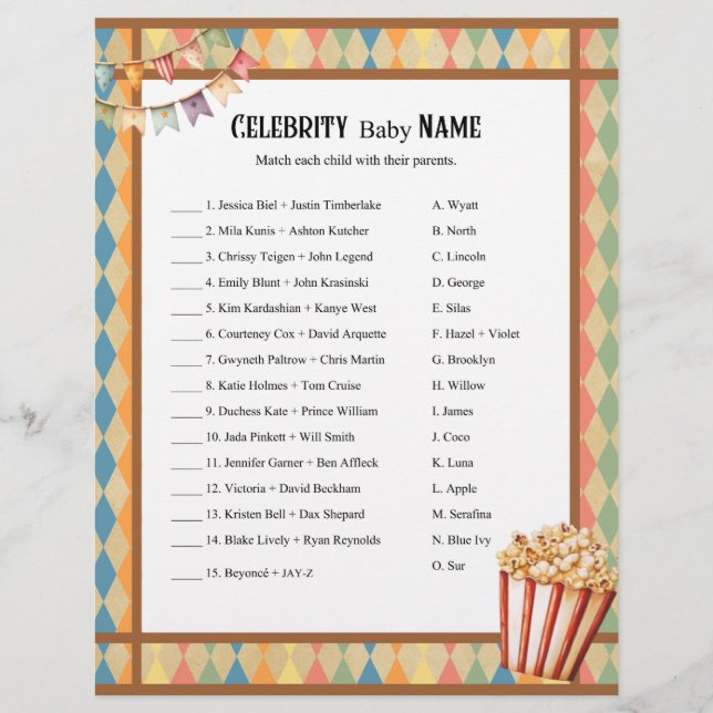 En-tête De Lettre Baby Circus_ Celebrity Baby Game (Devant)