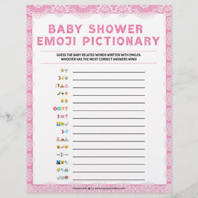 En-tête De Lettre Baby Emoji Pictionary [Dentelle de luxe [Rose] (Devant)