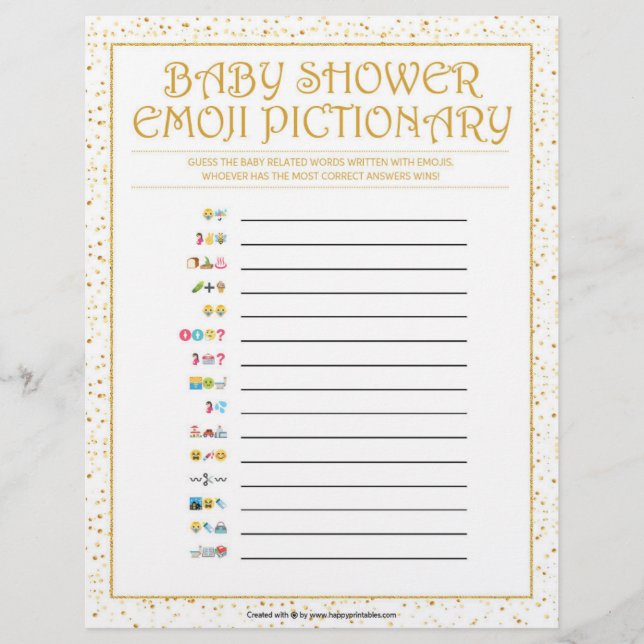 En-tête De Lettre Baby Emoji Pictionary [Golden Sparkles] (Devant)