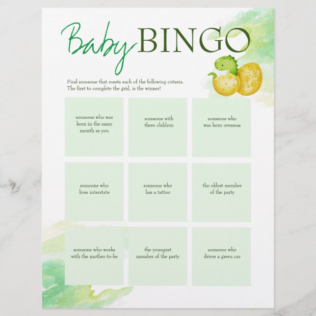 En-tête De Lettre Baby shower bébé jeu de bingo modèle personnalisé (Devant)