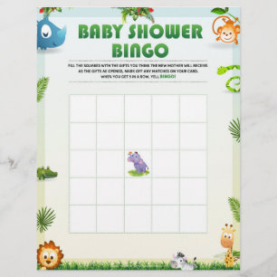 En-tête De Lettre Baby shower Bingo Baby shower Jeu [Thème animal]
