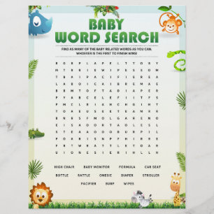 En-tête De Lettre Baby shower de recherche de mots pour bébés Jeu [T