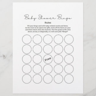 En-tête De Lettre Baby Shower Gift Bingo Game