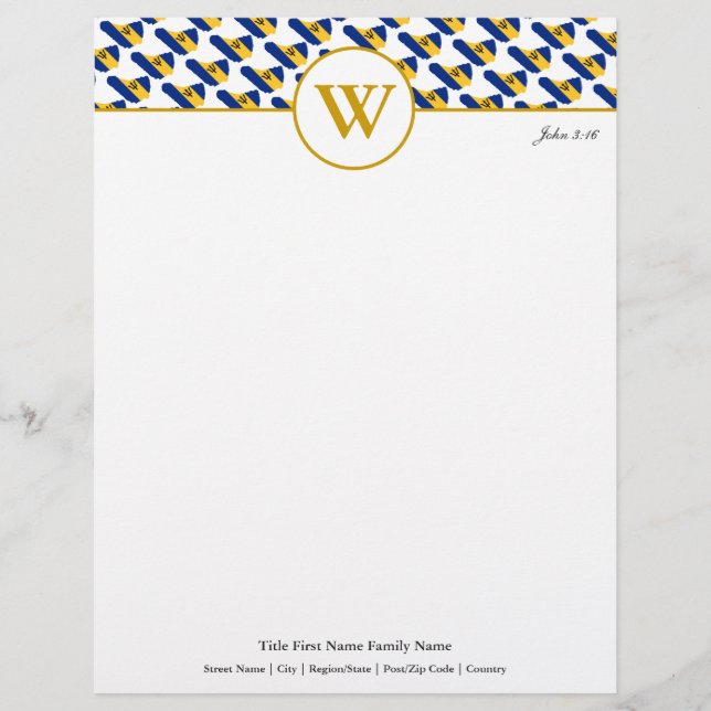 En-tête De Lettre BARBADOS Monogramme personnalisé (Devant)