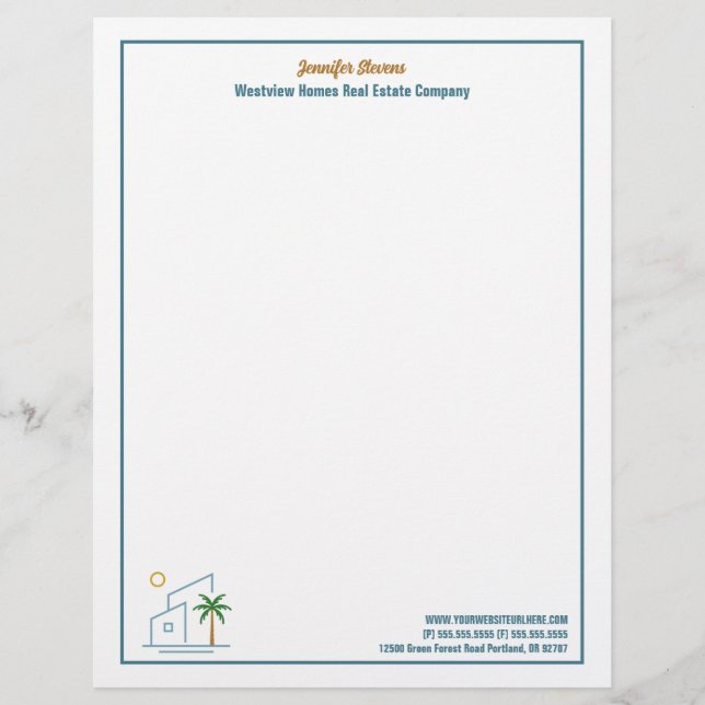 En-tête De Lettre Beach House Real Estate Company Custom Realtor (Devant)