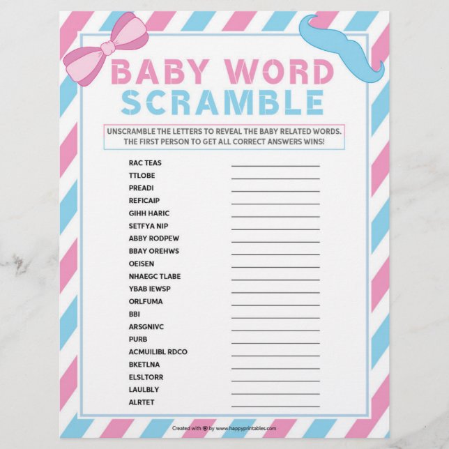 En-tête De Lettre Bébé Mot Scramble [Sexe Surprise] (Devant)