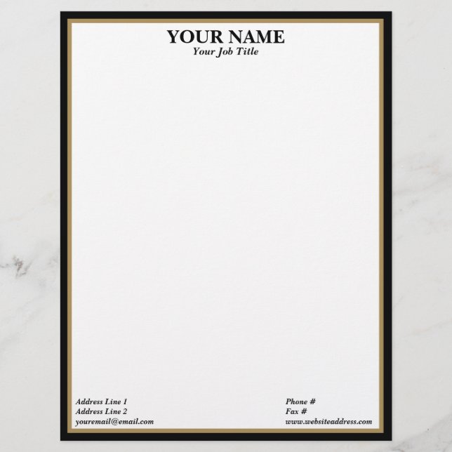 En-tête De Lettre Black and Gold Frame Generic Adaptable (Devant)