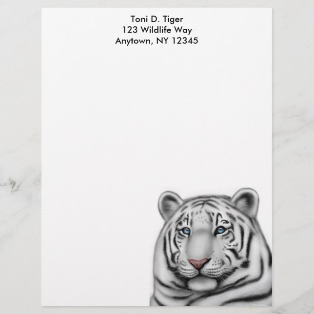 En-tête de lettre blanc élégant de tigre (Devant)