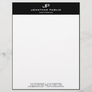 En-tête De Lettre Blanc noir décoré d'un monogramme de modèle