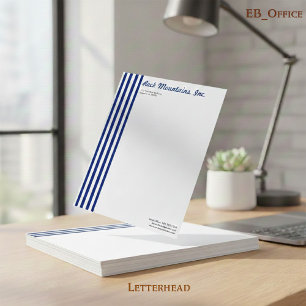 En-tête De Lettre Bleu Nuit Élégant et Rayures Blanches Verticales P