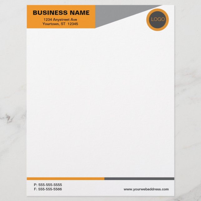 En-tête De Lettre Blocs de couleur orange et gris (Devant)