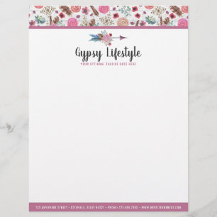 En-tête De Lettre Bohémien rustique chic d'aquarelle de flèche de