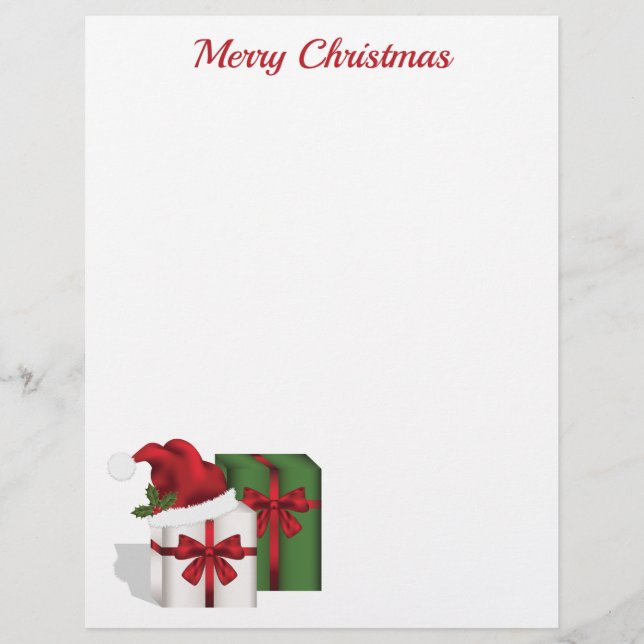 En-tête De Lettre Boîtes Cadeaux Blanches Et Vertes Avec Chapeau De  (Devant)