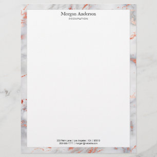 En-tête De Lettre Bordure en marbre blanc et Rose or, informations s