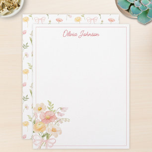 En-tête De Lettre Bouquet Floral De Fleurs Jolies Aquarelle Monogram