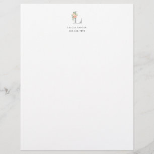 En-tête De Lettre Bouquet floral sur Monogramme personnalisé initial