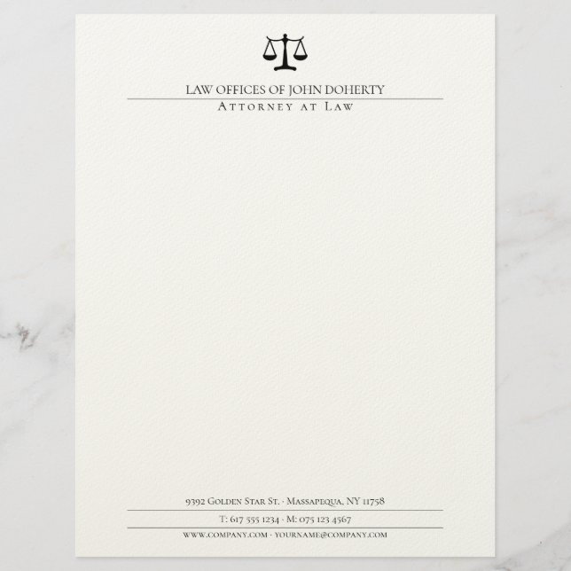 En-tête De Lettre BUREAU DU DROIT | Élégant (Devant)