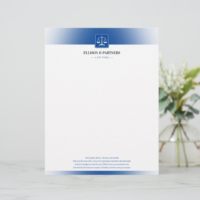 En-tête De Lettre BUREAU DU DROIT | Scales Classiques De Justice Ble (Debout devant)