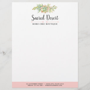 En-tête De Lettre Cactus succulent Boho de désert d'aquarelle
