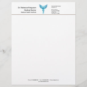 En-tête De Lettre Caduceus bleu Médicale professionnel