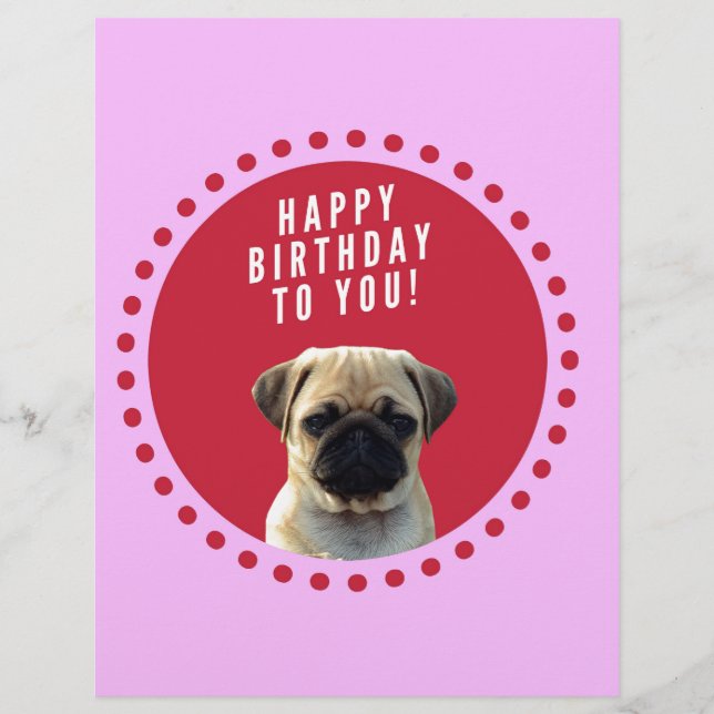En-tête De Lettre Carlin mignon Chien Chien Heureux Anniversaire Chi (Devant)