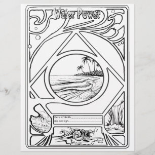 En-tête De Lettre Carte d'eau de conception de dessin de trait
