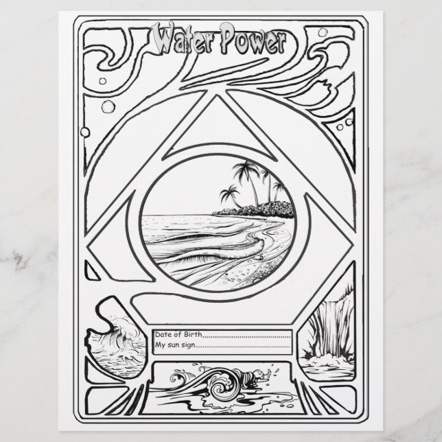 En-tête De Lettre Carte d'eau de conception de dessin de trait (Devant)