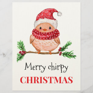 En-tête De Lettre Carte magnétique oiseau de Noël joyeux et gazouill