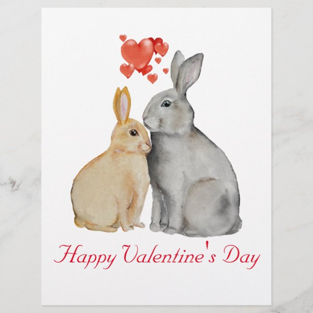 En-tête De Lettre Carte postale lapin mignonne de la Saint-Valentin (Devant)