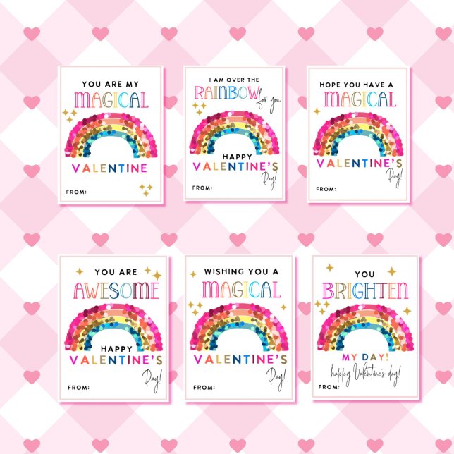 En-tête De Lettre Cartes de classe pour la Saint-Valentin arc-en-cie (Rainbow valentine's day classroom cards)