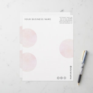 En-tête De Lettre Cercles d'aquarelle rose moderne