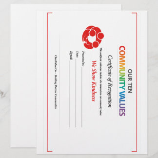 En-tête De Lettre Certificat de gentillesse de la communauté 8,5x11