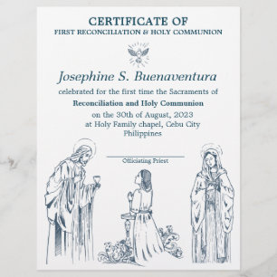 En-tête De Lettre Certificat de première communion pour filles