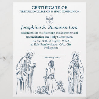 En-tête De Lettre Certificat de première communion pour filles