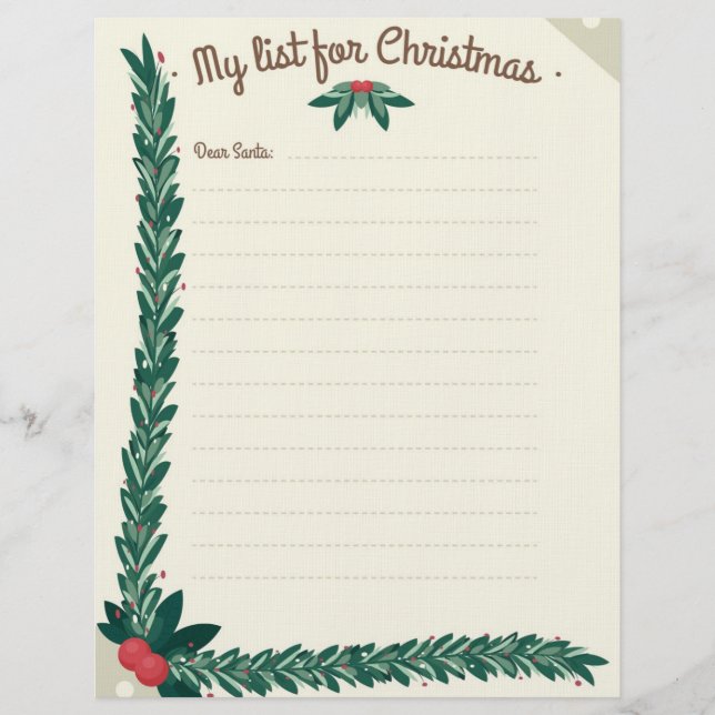 En-tête De Lettre Cher en-tête Père Noël (Devant)