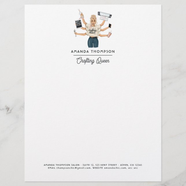En-tête De Lettre Chic Crafting Queen Business Branding (Devant)