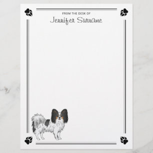 En-tête De Lettre Chien de dessin animé Papillon tricolore avec patt