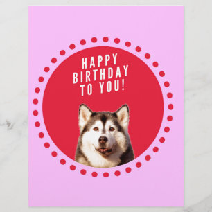 En-tête De Lettre Chien Husky Sibérien mignon qui souhaite un joyeux