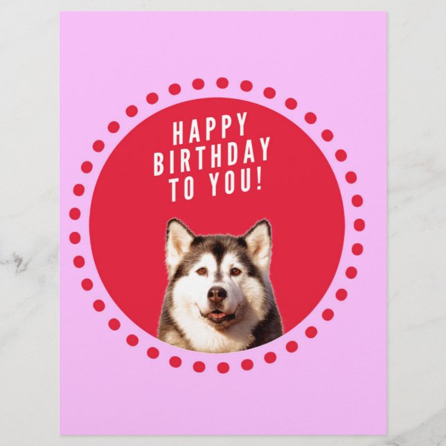 En-tête De Lettre Chien Husky Sibérien mignon qui souhaite un joyeux (Devant)