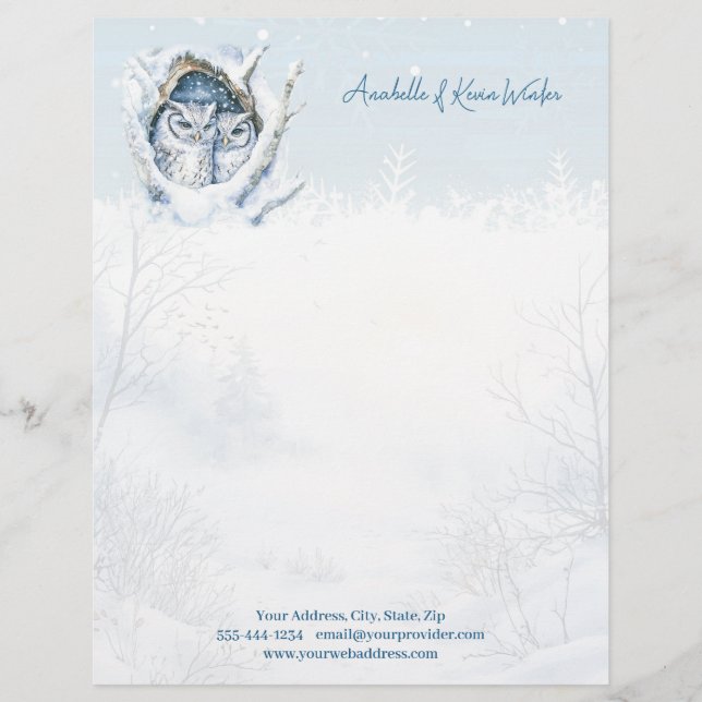 En-tête De Lettre Chouettes d'hiver Pneus en-tête (Devant)