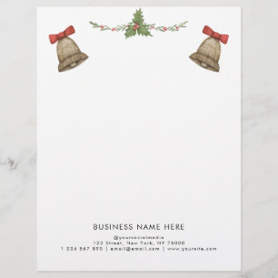 En-tête De Lettre Christmas Green Bells Custom Professional Texte