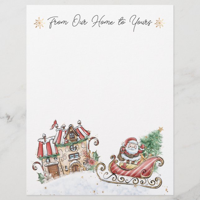 En-tête De Lettre Christmas Village Père Noël présente en-tête (Devant)