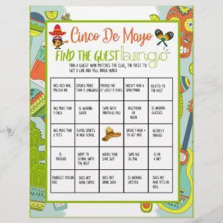 En-tête De Lettre Cinco De Mayo Trouver L'Invité Jeu De Bingo