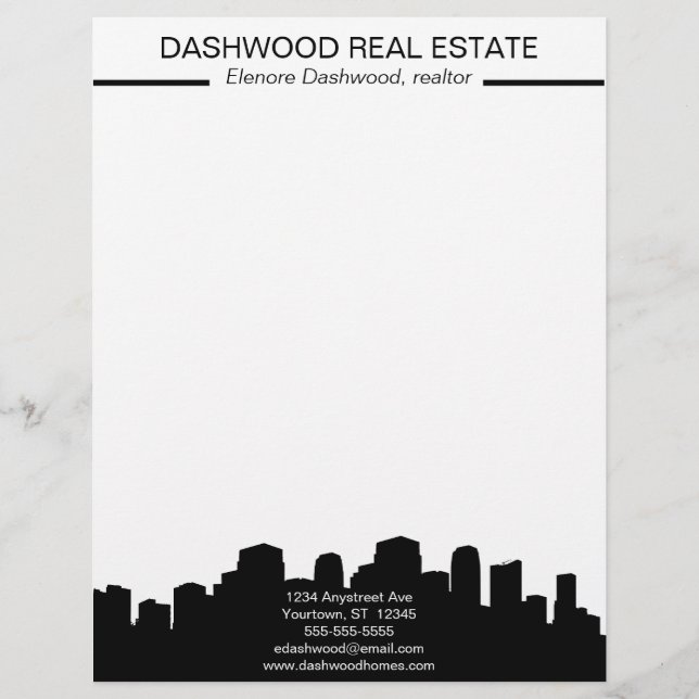 En-tête De Lettre City Skyline Silhouette Real Estate (Devant)