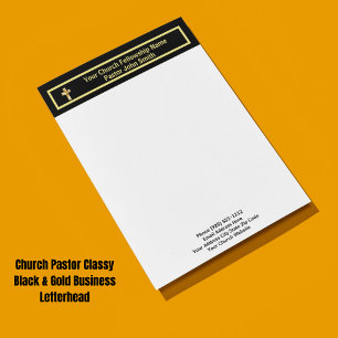 En-tête De Lettre Classe Affaires Noire Pasteur d'église